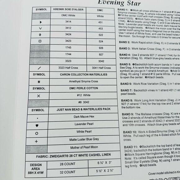 JUST NAN Evening Star Class Project Chart Stitch Diagram Cross Stitch Pattern - Picture 4 of 9